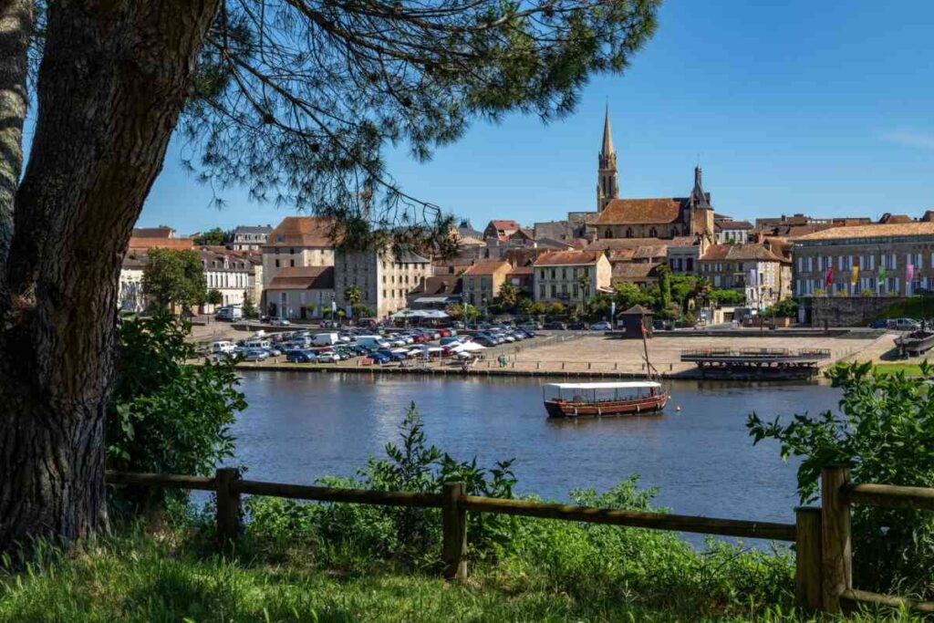 The town of Bergerac on the Dordogne River in the Nouvelle-Aquitaine