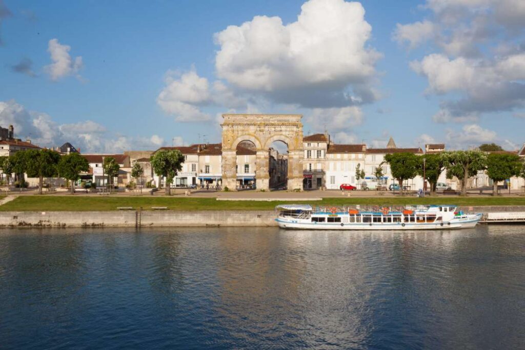 Panoramic view from the city of Saintes in the French region of Charente, with the Charente River.