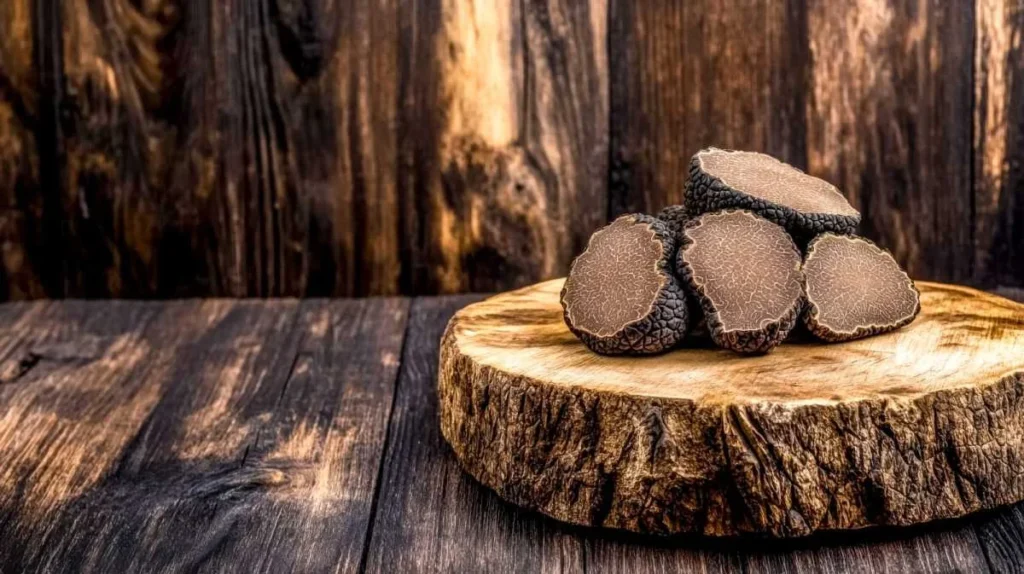 Freshly harvested black truffles