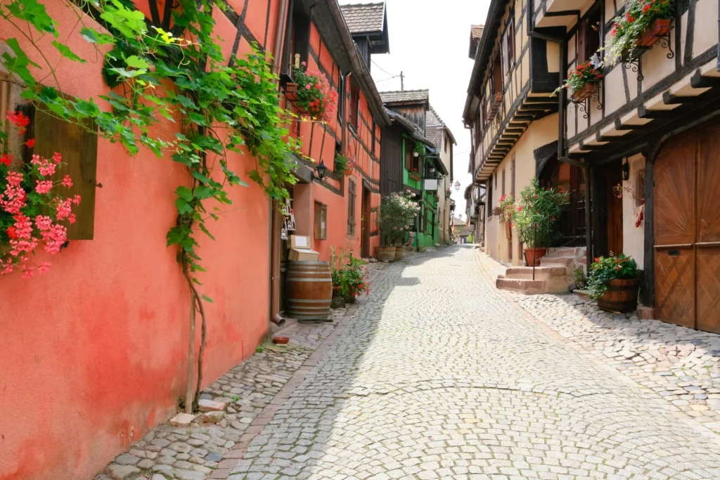 alley in medieval Riquewihr town