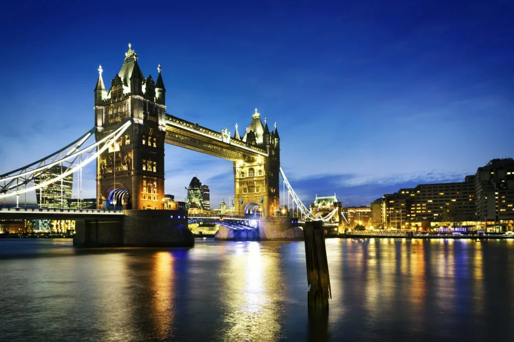Famous Tower Bridge by night London