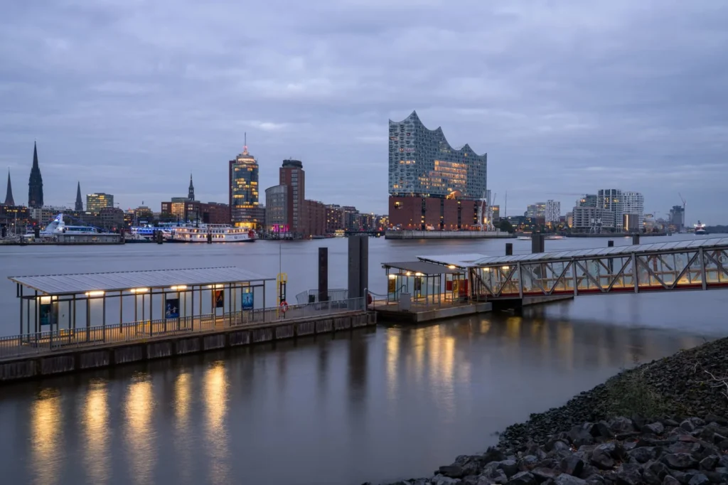 Modern buildings in the harbor city district of Hamburg