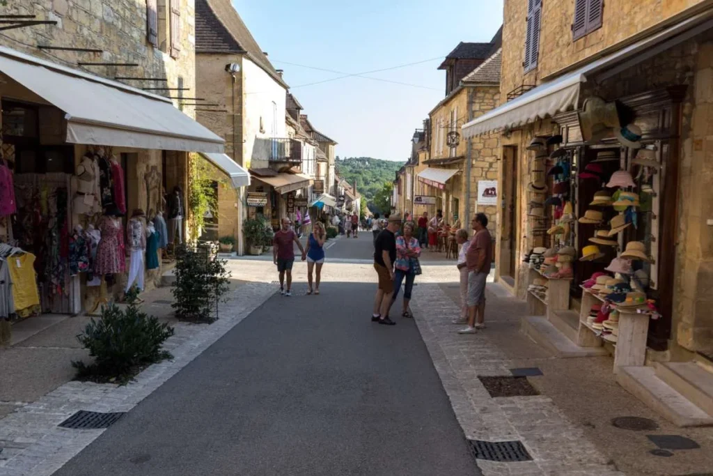 main street in the Dordogne village of Domme