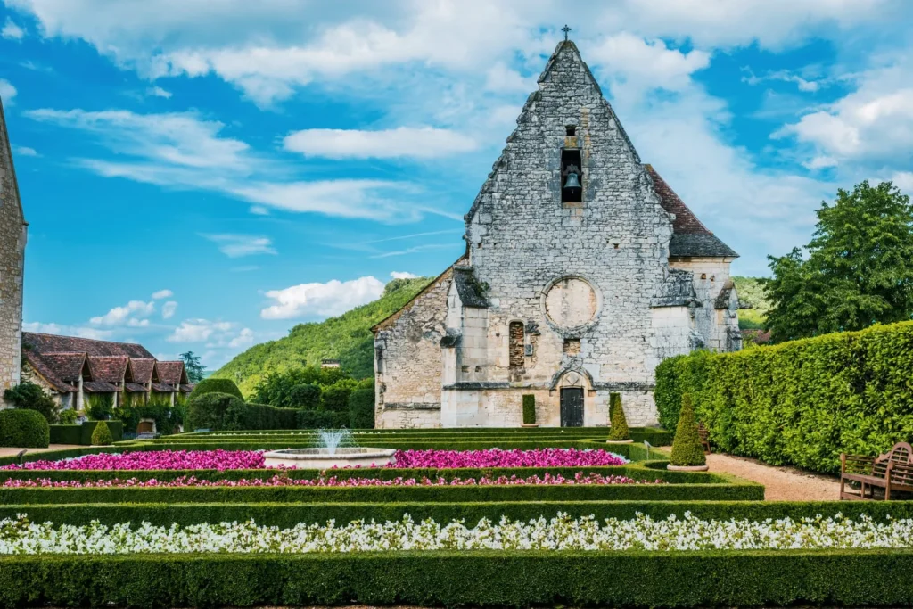 Château des Milandes with formal gardens in the Dordogne region of France