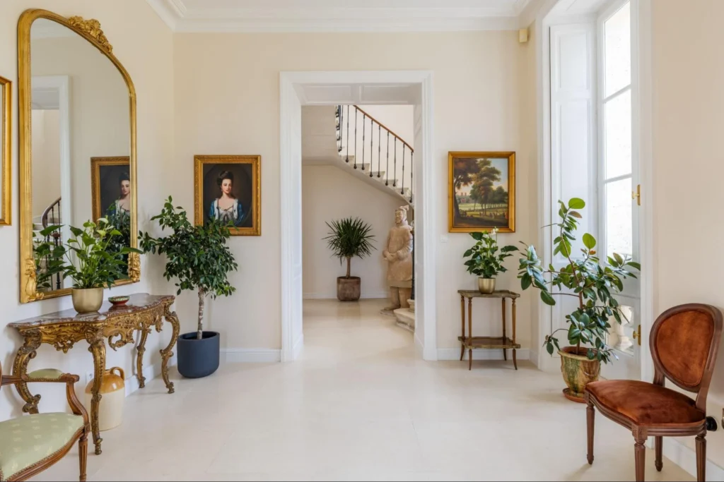 Interior hallway of a historic French countryside chateau