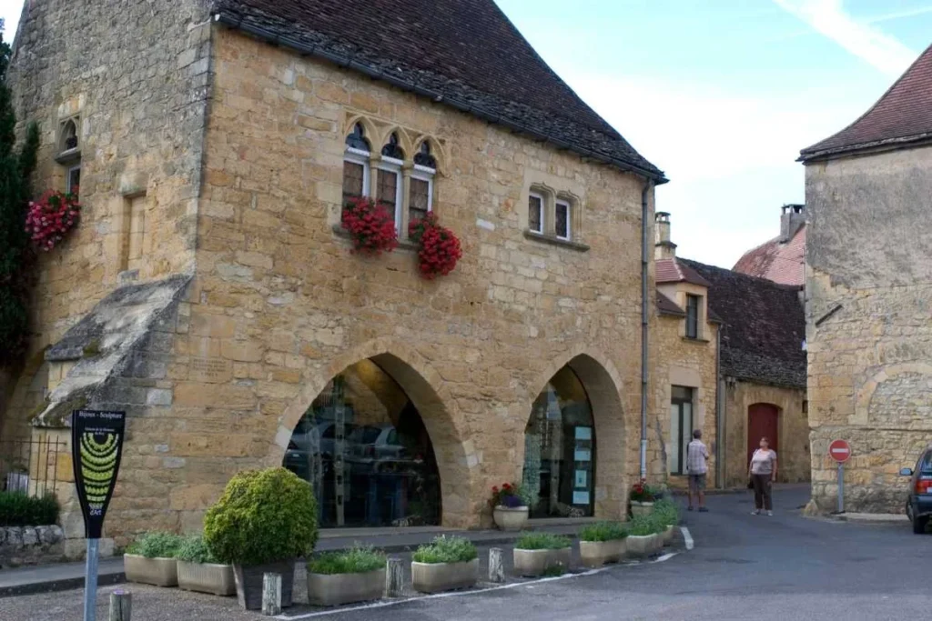 Medieval stone village street in Dordogne, France