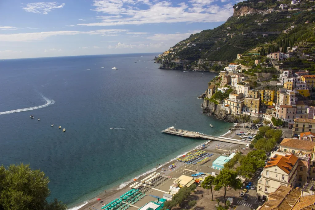 Coastal village and beach along French Riviera