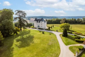 Private French castle with landscaped grounds and sweeping rural scenery