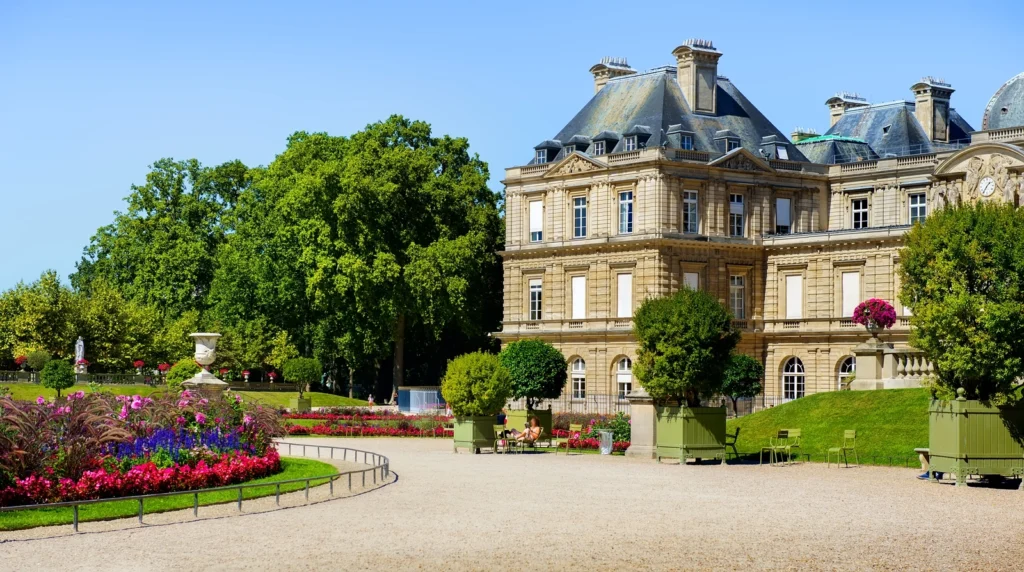 Luxembourg Palace and gardens on a sunny day