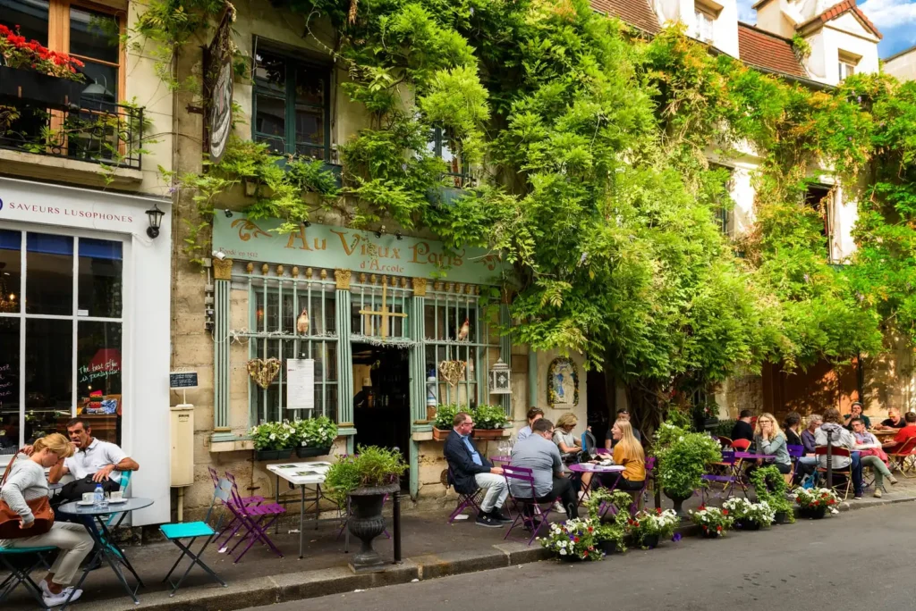 Outdoor café terrace in Paris