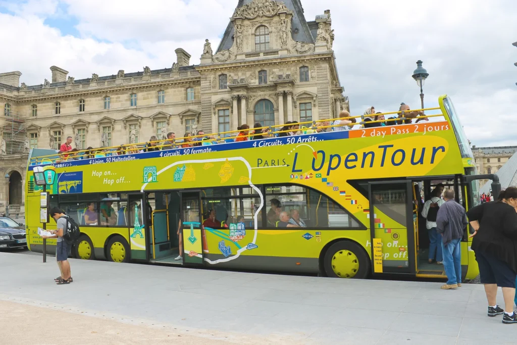 Sightseeing bus near the Louvre