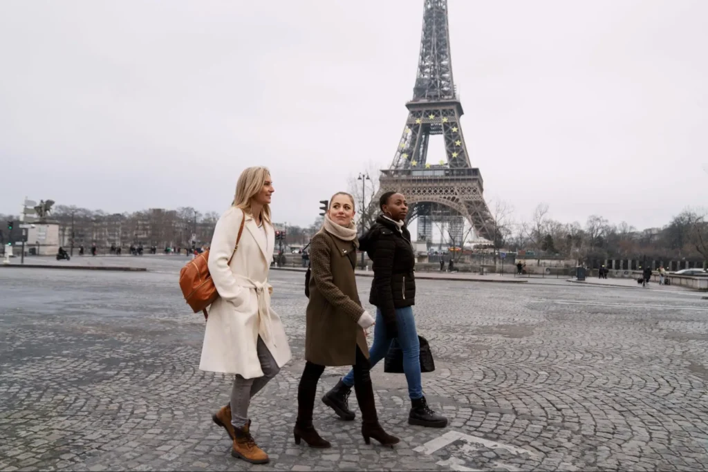 Small group walking near the Eiffel Tower