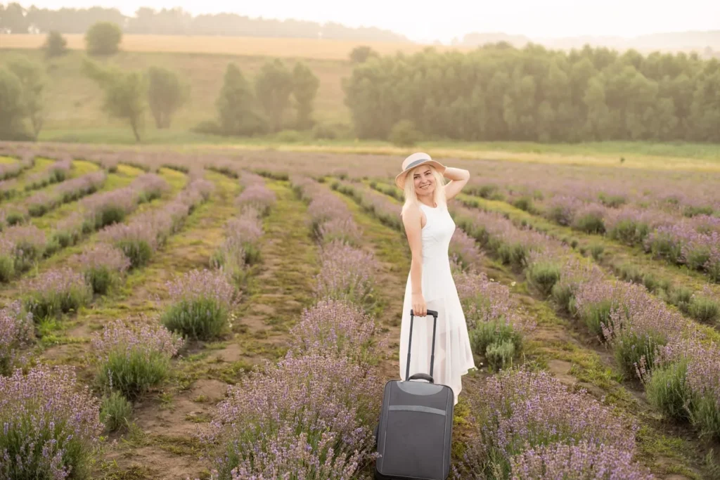 Woman in lavender field