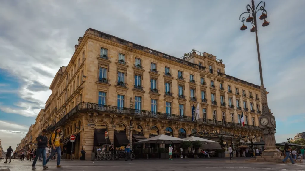 Historic building on a busy French city square