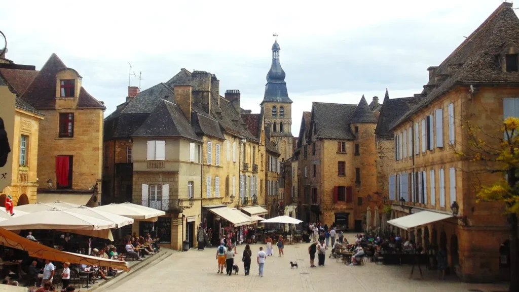 Historic stone square in a medieval French town