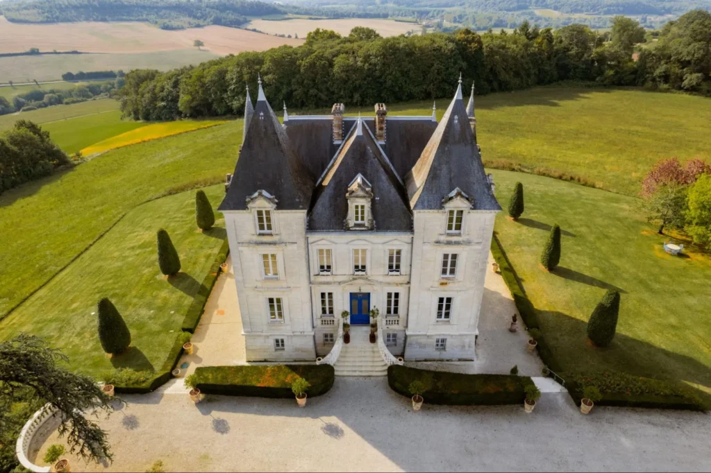 French château in green countryside