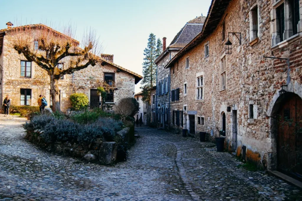 Cobblestone street in a French village