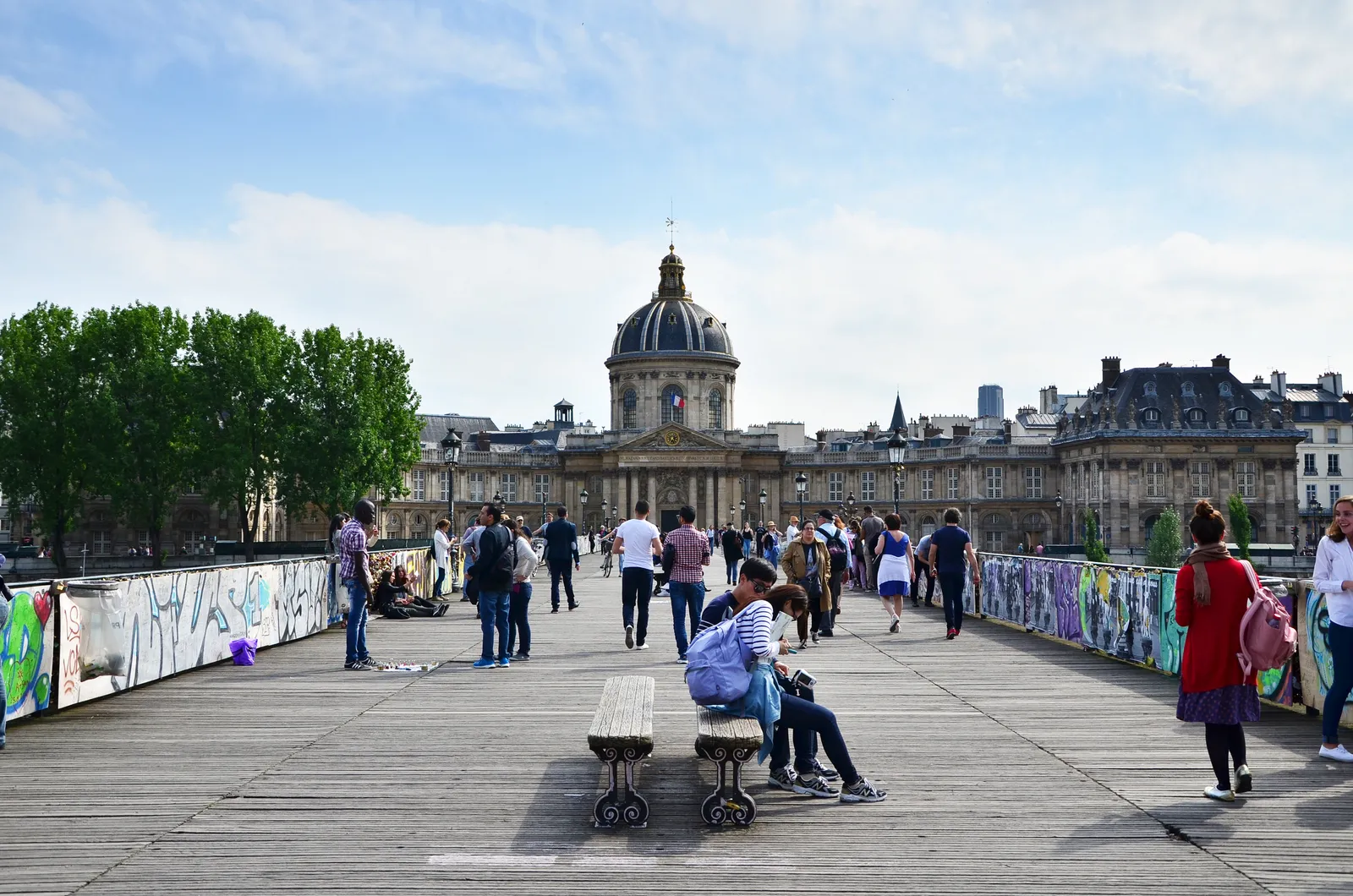 Paris bridge near historic building