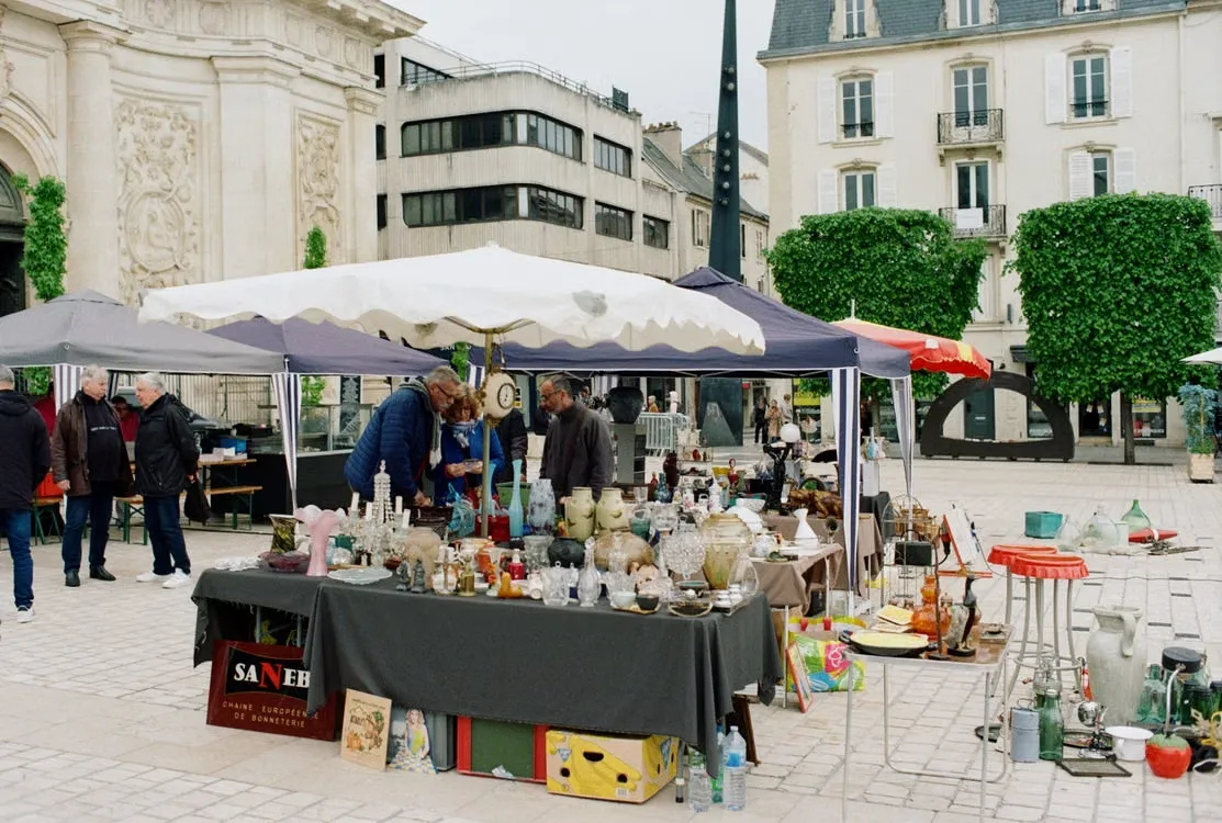 Outdoor antique market in France