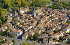 Aerial view of the historic village of Issigeac