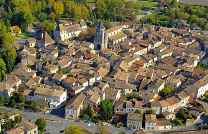 Aerial view of the historic village of Issigeac