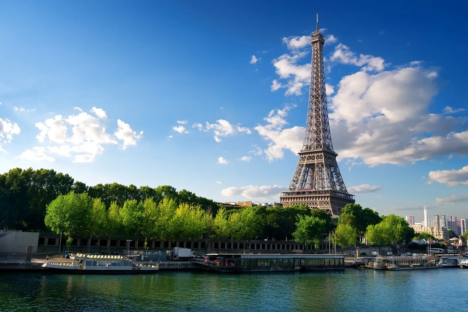 Eiffel Tower beside the Seine in Paris