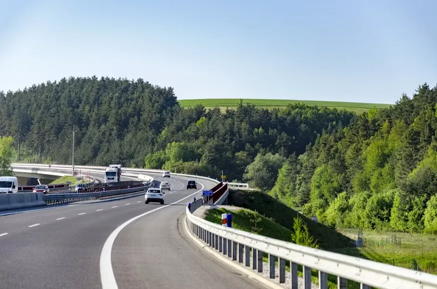 European motorway through countryside
