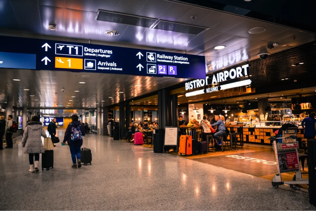 Travelers at Helsinki Airport