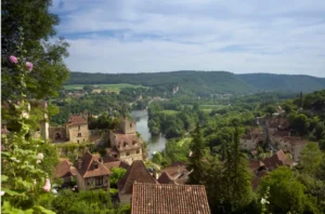 Riverside village in Southwest France