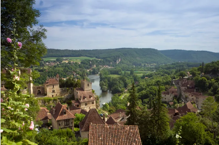 Riverside village in Southwest France