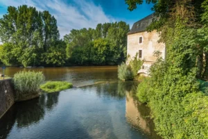 Riverside view of the Vézère Valley near Le Bugue