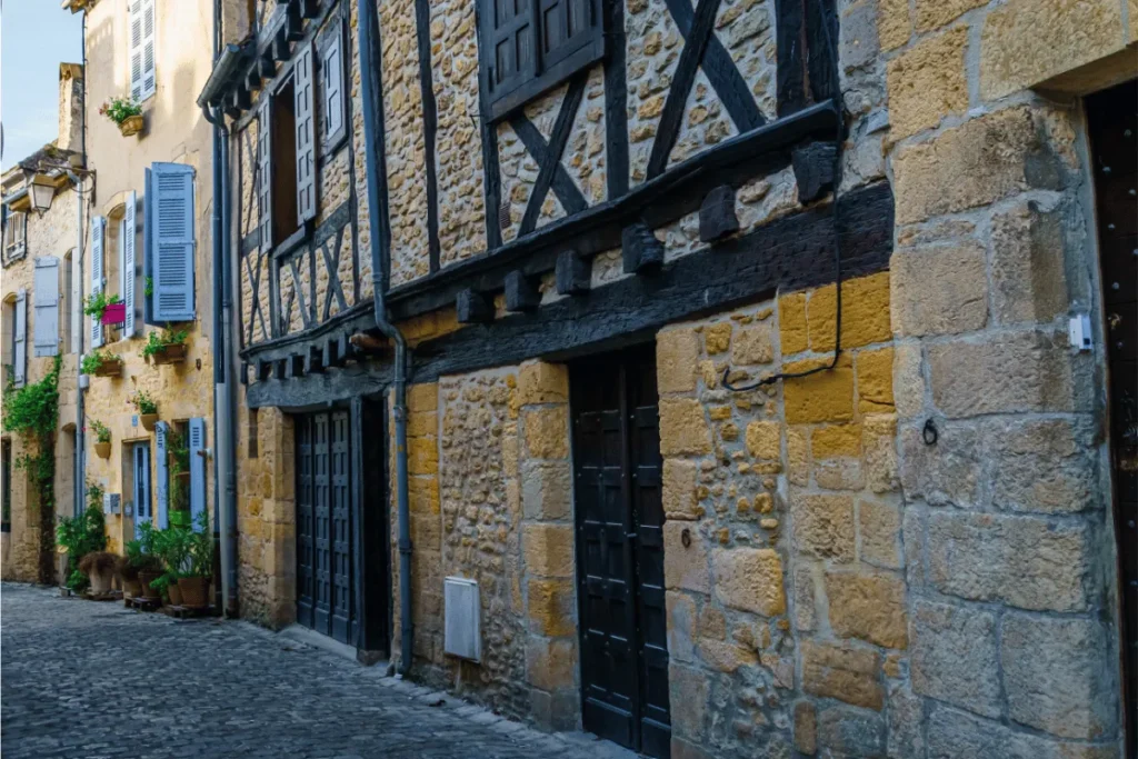 Medieval stone and timber houses in Montignac